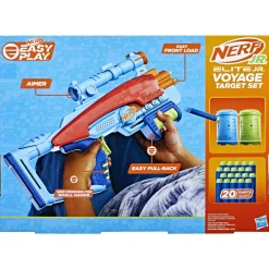 NERF elite junior – set voyage target, blaster in gommapiuma facile da usare, 20 dardi elite, 2 bersagli, per giochi all’aperto di bambini e bambine, dai 6 anni in su><noscript><img width=