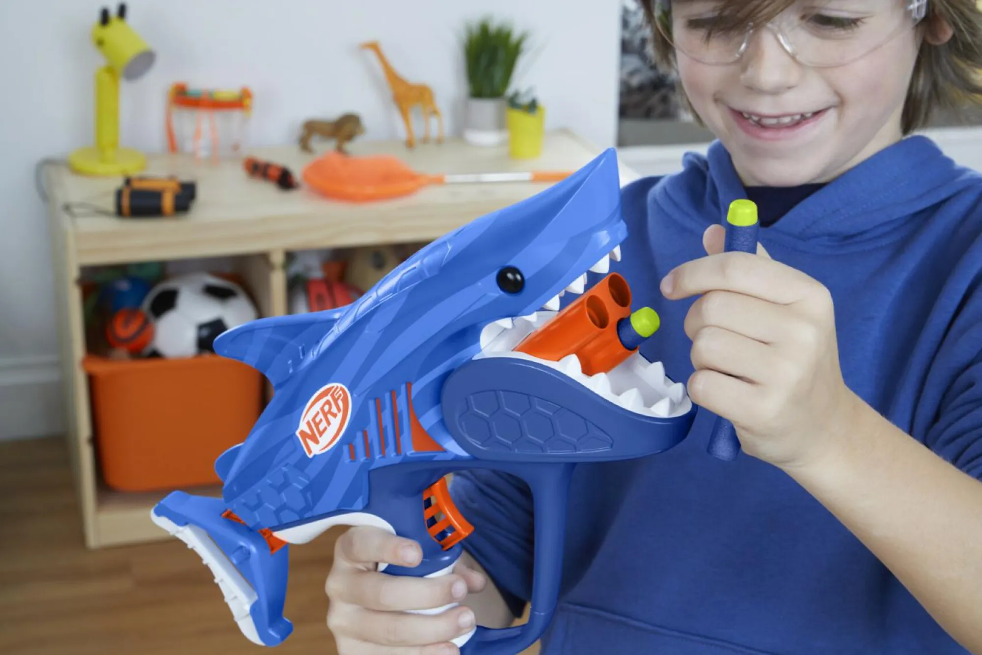 NERF junior wild – sharkfire, blaster a forma di squalo, facile da usare> Giochi Di Abilità E Sport