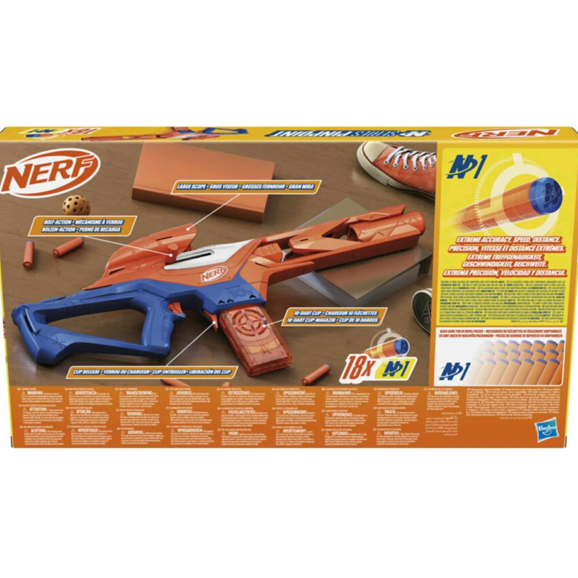 NERF n-series – pinpoint, blaster con 18 dardi n1, caricatore da 10 dardi, giocattoli per bambini e bambine dagli 8 anni in su> Giochi Di Abilità E Sport
