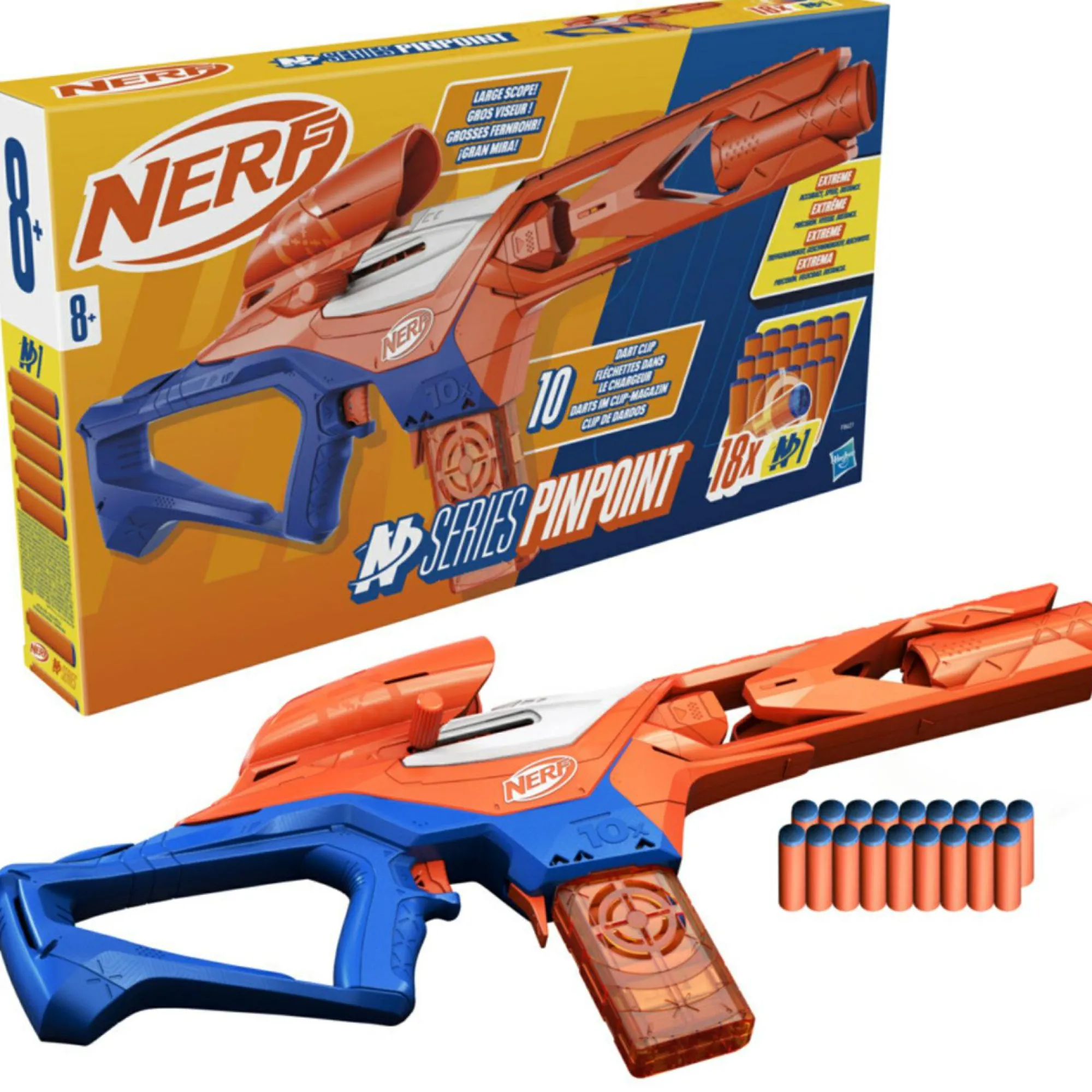 NERF n-series – pinpoint, blaster con 18 dardi n1, caricatore da 10 dardi, giocattoli per bambini e bambine dagli 8 anni in su> Giochi Di Abilità E Sport