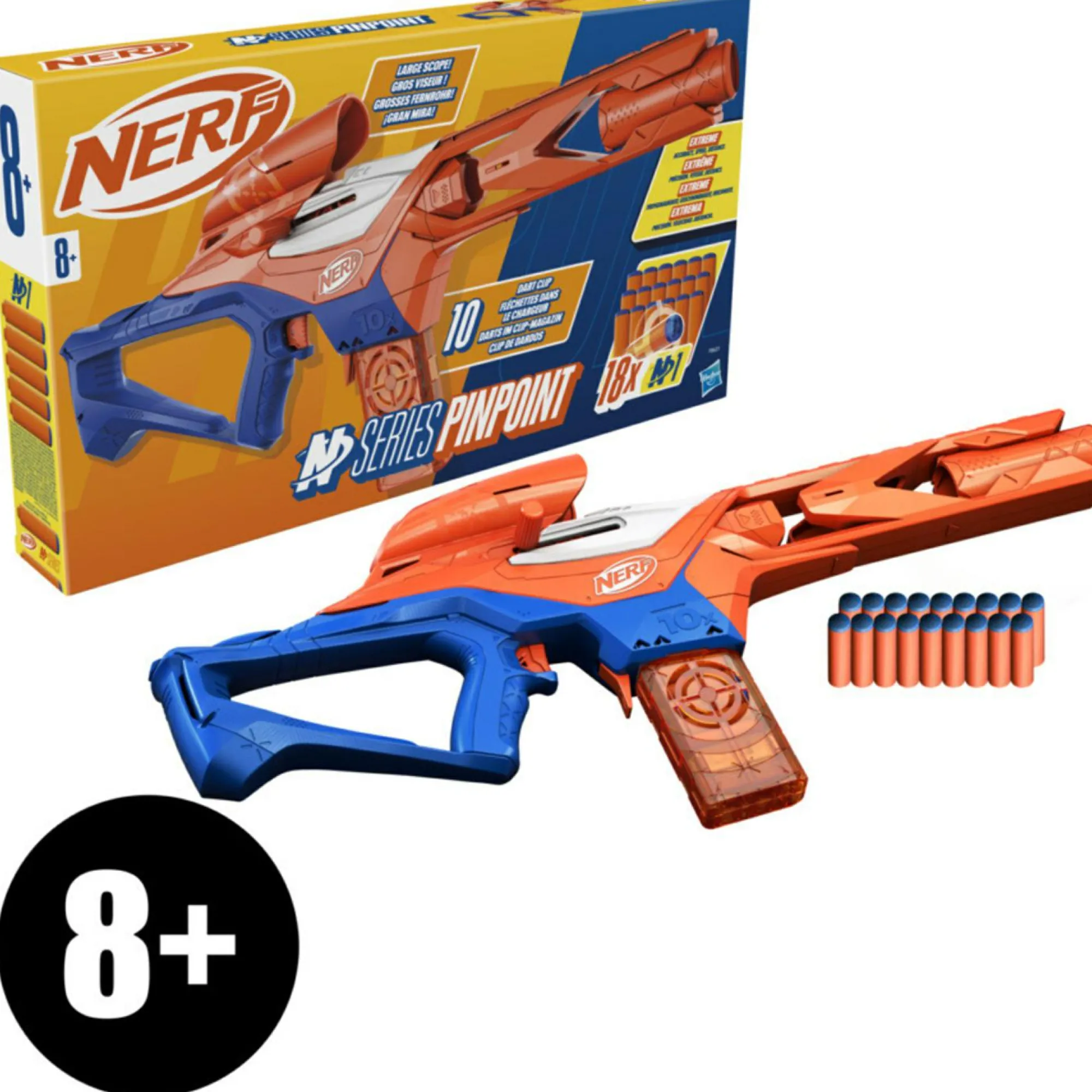 NERF n-series – pinpoint, blaster con 18 dardi n1, caricatore da 10 dardi, giocattoli per bambini e bambine dagli 8 anni in su> Giochi Di Abilità E Sport