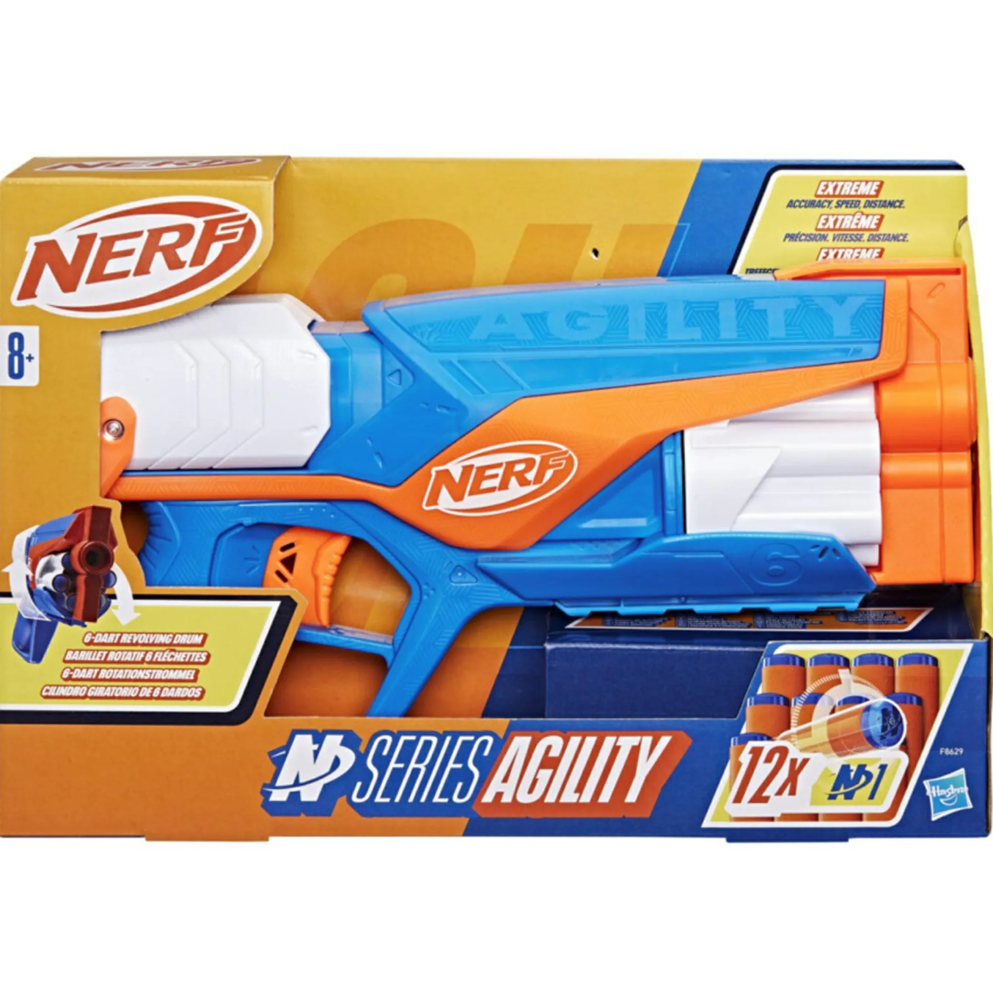 NERF n-series, agility, blaster con 12 dardi n1, tamburo da 6 dardi, giocattoli per bambini e bambine dagli 8 anni in su> Giochi Di Abilità E Sport