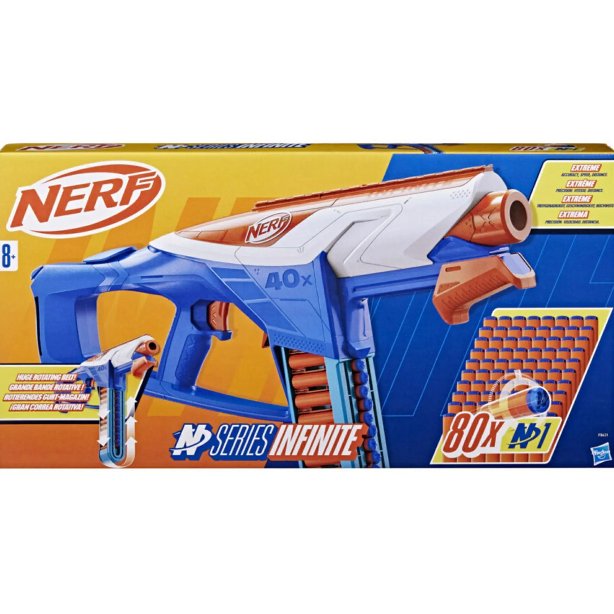 NERF n-series, infinite, blaster con 80 dardi n1, catena da battaglia da 40 dardi, giocattoli per bambini e bambine dagli 8 anni in su> Giochi Di Abilità E Sport