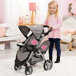 LOVE BEBE' Passeggino gemellare city twin stroller per bambole con accessori – love bebè> Passeggini Per Bambolotti