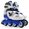 SUN&SPORT Pattini a 4 ruote con taglia regolabile e sistema frenante per bambini – misura 31-35, fibbie regolabili e imbottitura dello stivale – disponibile in blu e rosa> Pattini E Skateboard