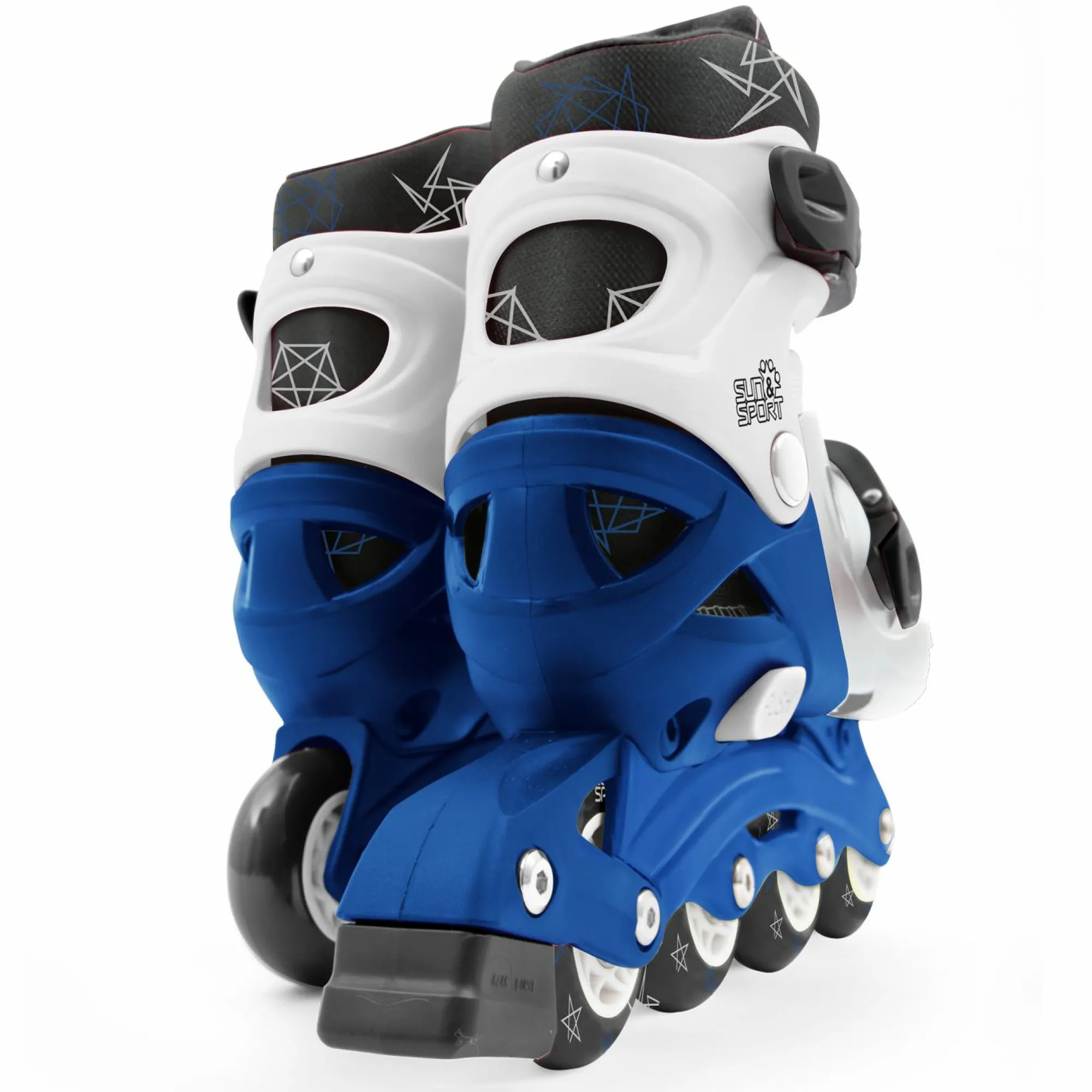 SUN&SPORT Pattini a 4 ruote con taglia regolabile e sistema frenante per bambini – misura 31-35, fibbie regolabili e imbottitura dello stivale – disponibile in blu e rosa> Pattini E Skateboard