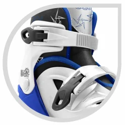 SUN&SPORT Pattini a 4 ruote con taglia regolabile e sistema frenante per bambini – misura 31-35, fibbie regolabili e imbottitura dello stivale – disponibile in blu e rosa><noscript><img width=
