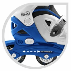 SUN&SPORT Pattini a 4 ruote con taglia regolabile e sistema frenante per bambini – misura 31-35, fibbie regolabili e imbottitura dello stivale – disponibile in blu e rosa><noscript><img width=