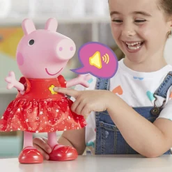 PEPPA PIG – peppa’s muddy puddles party, bambola di peppa interattiva><noscript><img width=