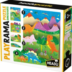 HEADU Playrama puzzle the dinosaurs – scena preistorica 3d da comporre – 3m+ –> Primi Apprendimenti