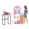Barbie Playset make & sell boutique, bambola con capelli castani, strumenti per fogli in alluminio, abiti e accessori> Fashion Dolls