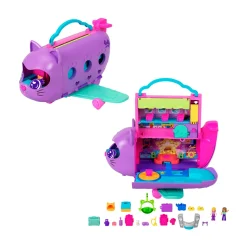 Polly Pocket – aereo gattino, playset da viaggio con 2 micro bambole, palco rotante e cucciolo di gatto, 19 accessori inclusi> Mini Dolls