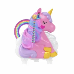 Polly Pocket – salone di bellezza unicorno arcobaleno, playset con unicorno arcobaleno dalla testa pettinabile, 2 micro bambole e 20+ accessori, giocattolo per bambini, 4+ anni, hkv51><noscript><img width=