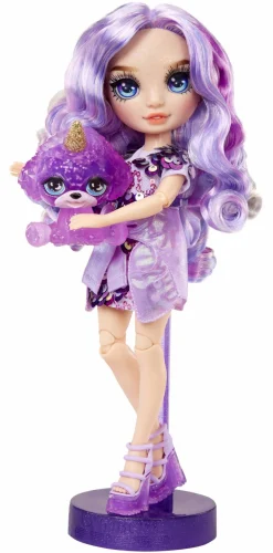 Rainbow High fashion doll con slime & cucciolo – violet (viola) – bambola scintillante da 28 cm con slime, animale magico e accessori alla moda><noscript><img width=