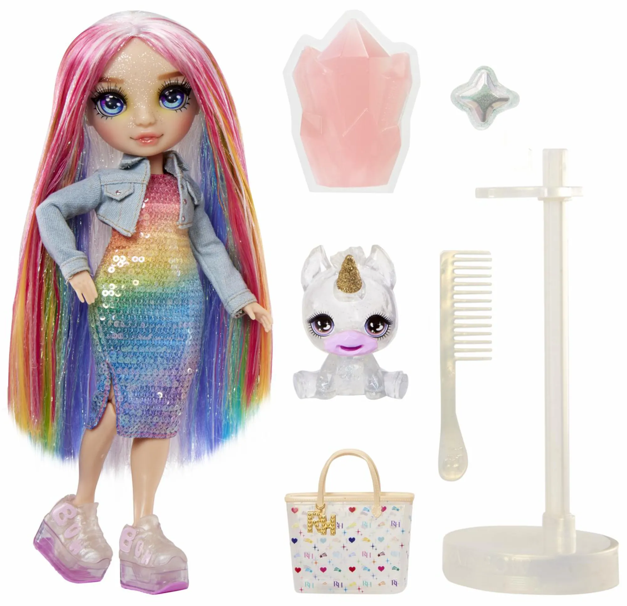 Rainbow High fashion doll con slime & cucciolo – amaya (arcobaleno) – bambola scintillante da 28 cm con slime, animale magico e accessori alla moda> Fashion Dolls