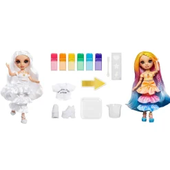 Rainbow High watercolour & create diy fashion doll con acquerelli lavabili e kit tie-dye – occhi marroni, capelli ricci, top e scarpe extra><noscript><img width=