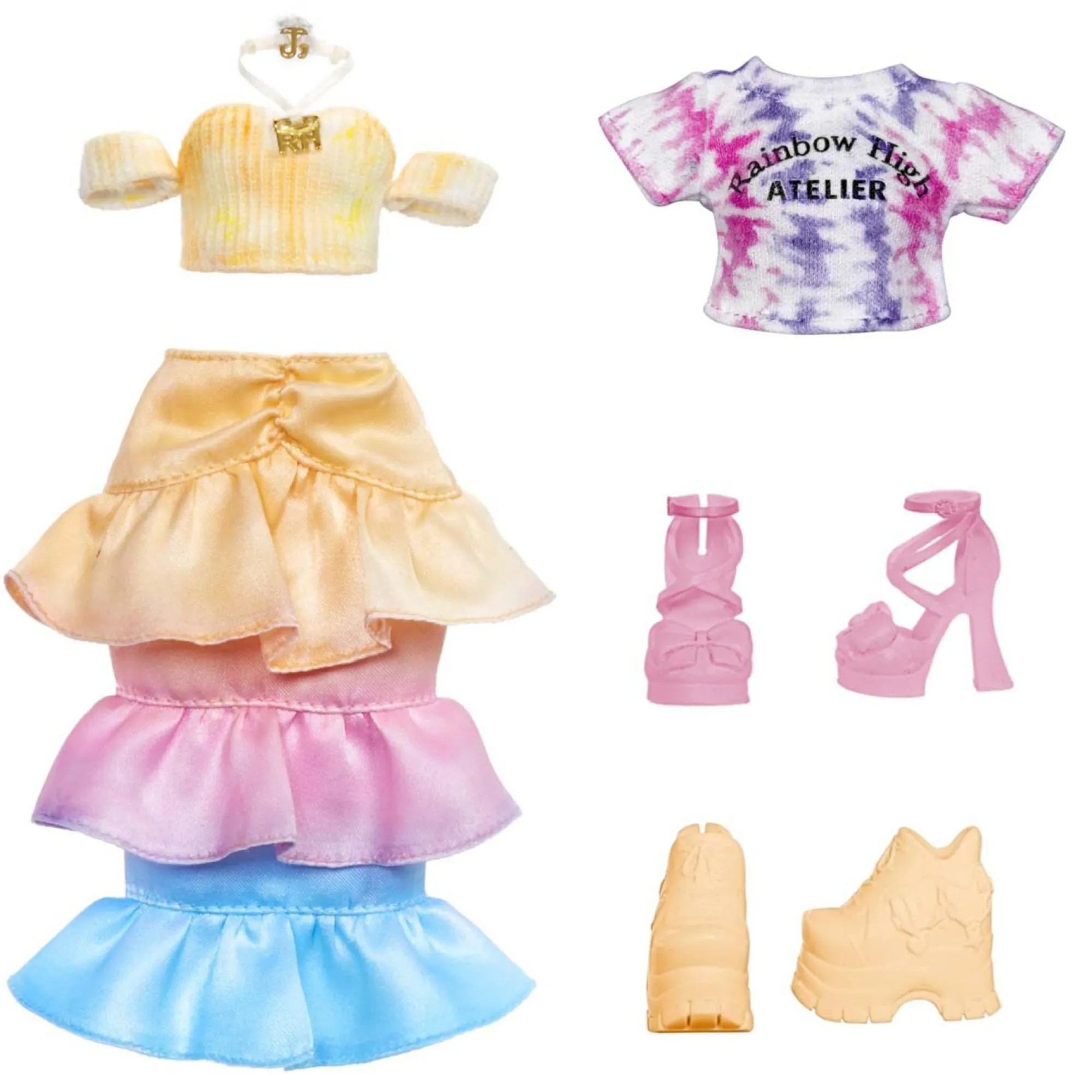 Rainbow High watercolour & create diy fashion doll con acquerelli lavabili e kit tie-dye – occhi marroni, capelli ricci, top e scarpe extra> Fashion Dolls