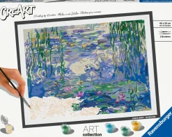 CREART Ravensburger – art collection monet: le ninfee, kit per dipingere con i numeri, gioco creativo e relax, 14+ anni> Gadget E Idee Regalo Per Adulti|Kit Artistici E Pittura