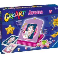 RAVENSBURGER – creart atelier – set con cavalletto tema unicorni – dipingere con i numeri – gioco creativo bambini 7+ anni> Kit Artistici E Pittura