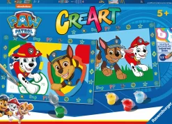 Paw Patrol Ravensburger – creart serie junior, , kit dipingere con i numeri, contiene 2 tavole prestampate, pennello, colori, gioco creativo per maschi e femmine dai 5+ anni di età> Kit Artistici E Pittura