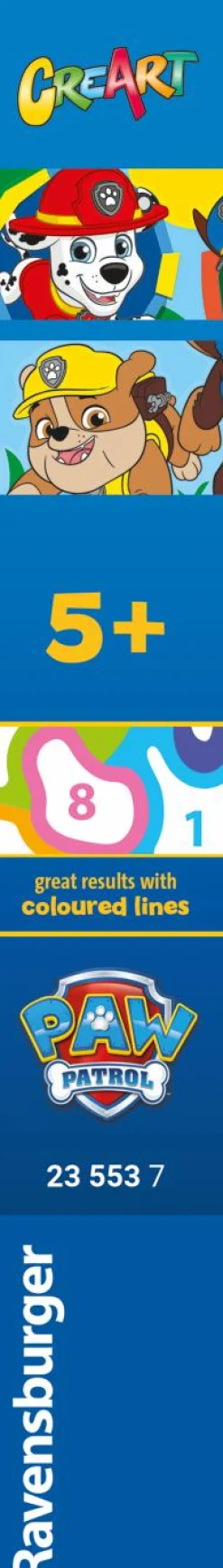 Paw Patrol Ravensburger – creart serie junior, , kit dipingere con i numeri, contiene 2 tavole prestampate, pennello, colori, gioco creativo per maschi e femmine dai 5+ anni di età><noscript><img width=