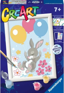 RAVENSBURGER – creart serie d: coniglietto con palloncini, kit per dipingere con i numeri, contiene una tavola prestampata, pennello, colori e accessori, gioco creativo per bambini 7+ anni> Kit Artistici E Pittura