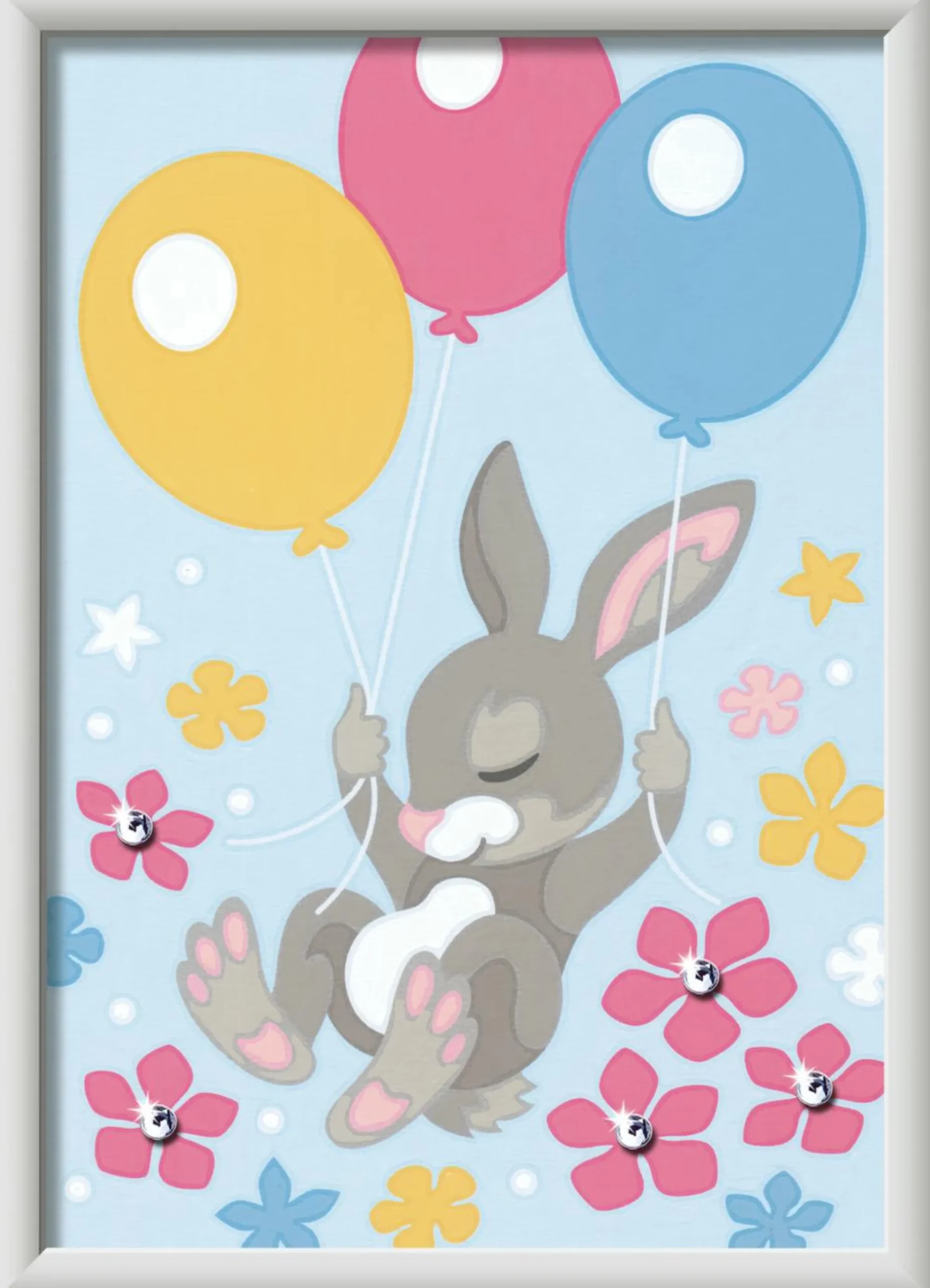 RAVENSBURGER – creart serie d: coniglietto con palloncini, kit per dipingere con i numeri, contiene una tavola prestampata, pennello, colori e accessori, gioco creativo per bambini 7+ anni> Kit Artistici E Pittura