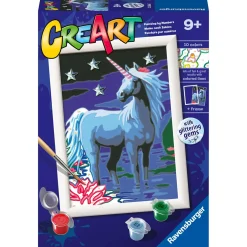 RAVENSBURGER – creart serie e magico unicorno – kit pittura con numeri – contiene una tavola prestampata, pennello, colori – 9+ anni> Kit Artistici E Pittura