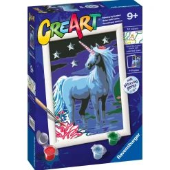RAVENSBURGER – creart serie e magico unicorno – kit pittura con numeri – contiene una tavola prestampata, pennello, colori – 9+ anni> Kit Artistici E Pittura