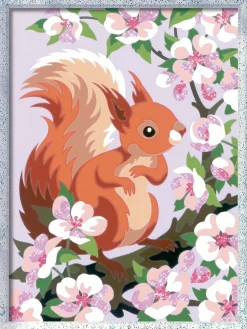 RAVENSBURGER – creart serie d: scoiattolo glitter, kit per dipingere con i numeri, gioco creativo per bambini 7+ anni> Kit Artistici E Pittura