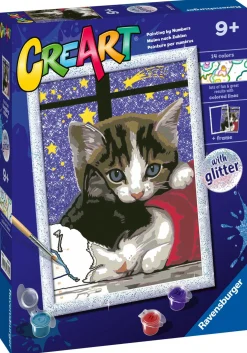 RAVENSBURGER – creart serie d: gattini, kit per dipingere con i numeri, contiene una tavola prestampata, pennello, colori e accessori, gioco creativo per bambini 7+ anni><noscript><img width=
