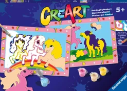 RAVENSBURGER  – creart serie junior, pony, kit dipingere con i numeri, contiene 2 tavole prestampate, pennello, colori, gioco creativo per maschi e femmine dai 5+ anni di età> Kit Artistici E Pittura
