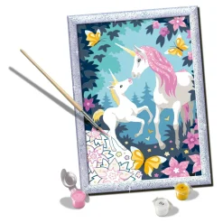 RAVENSBURGER – creart serie d unicorni glitter – kit pittura con numeri – contiene una tavola prestampata, pennello, colori – 11+ anni><noscript><img width=
