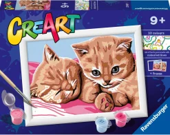 RAVENSBURGER – creart serie e: gattini rossi, kit per dipingere con i numeri, contiene una tavola prestampata, pennello, colori e accessori, gioco creativo per bambini 9+ anni> Kit Artistici E Pittura
