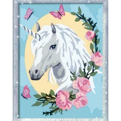 RAVENSBURGER – creart serie d: ritratto di unicorno, kit per dipingere con i numeri, contiene una tavola prestampata, pennello, colori e accessori, gioco creativo per bambini 9+ anni> Kit Artistici E Pittura