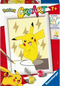 RAVENSBURGER – creart serie e: pokémon, pikachu, kit per dipingere con i numeri, contiene una tavola prestampata, pennello, colori e accessori, gioco creativo per bambini 7+ anni> Kit Artistici E Pittura