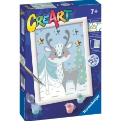 CREART Ravensburger – serie e: cervo stellato, kit per dipingere con i numeri, contiene una tavola prestampata, pennello, colori e accessori, gioco creativo per bambini 7+ anni> Kit Artistici E Pittura