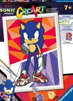 RAVENSBURGER – creart serie d: sonic prime, kit per dipingere con i numeri, gioco creativo per bambini 7+ anni> Kit Artistici E Pittura