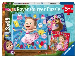 RAVENSBURGER – puzzle masha e orso, collezione 3x49, 3 puzzle da 49 pezzi, età raccomandata 5+ anni> Puzzle Per Bambini