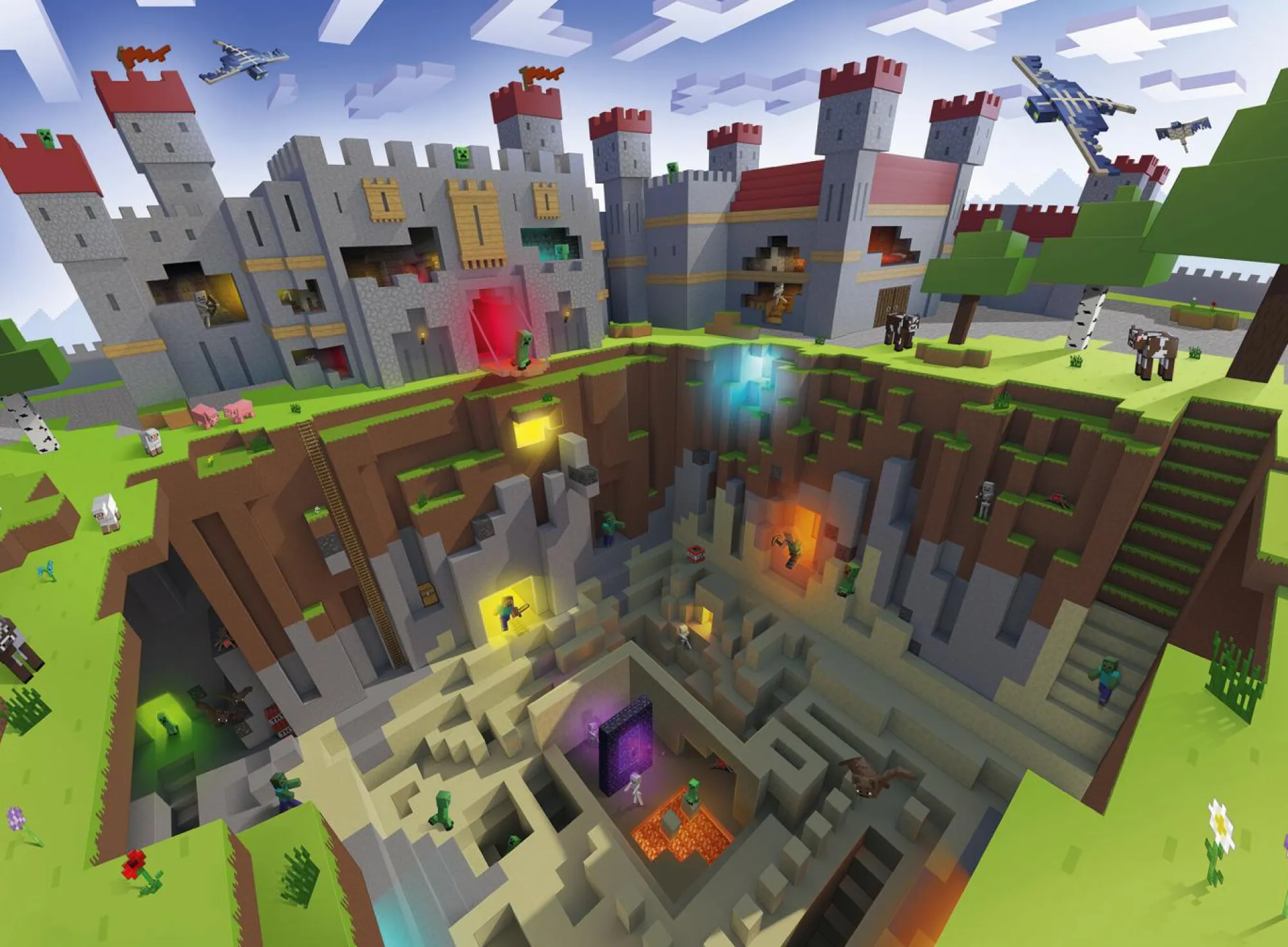 RAVENSBURGER – puzzle minecraft, 300 pezzi xxl, età raccomandata 9+ anni> Puzzle Per Bambini