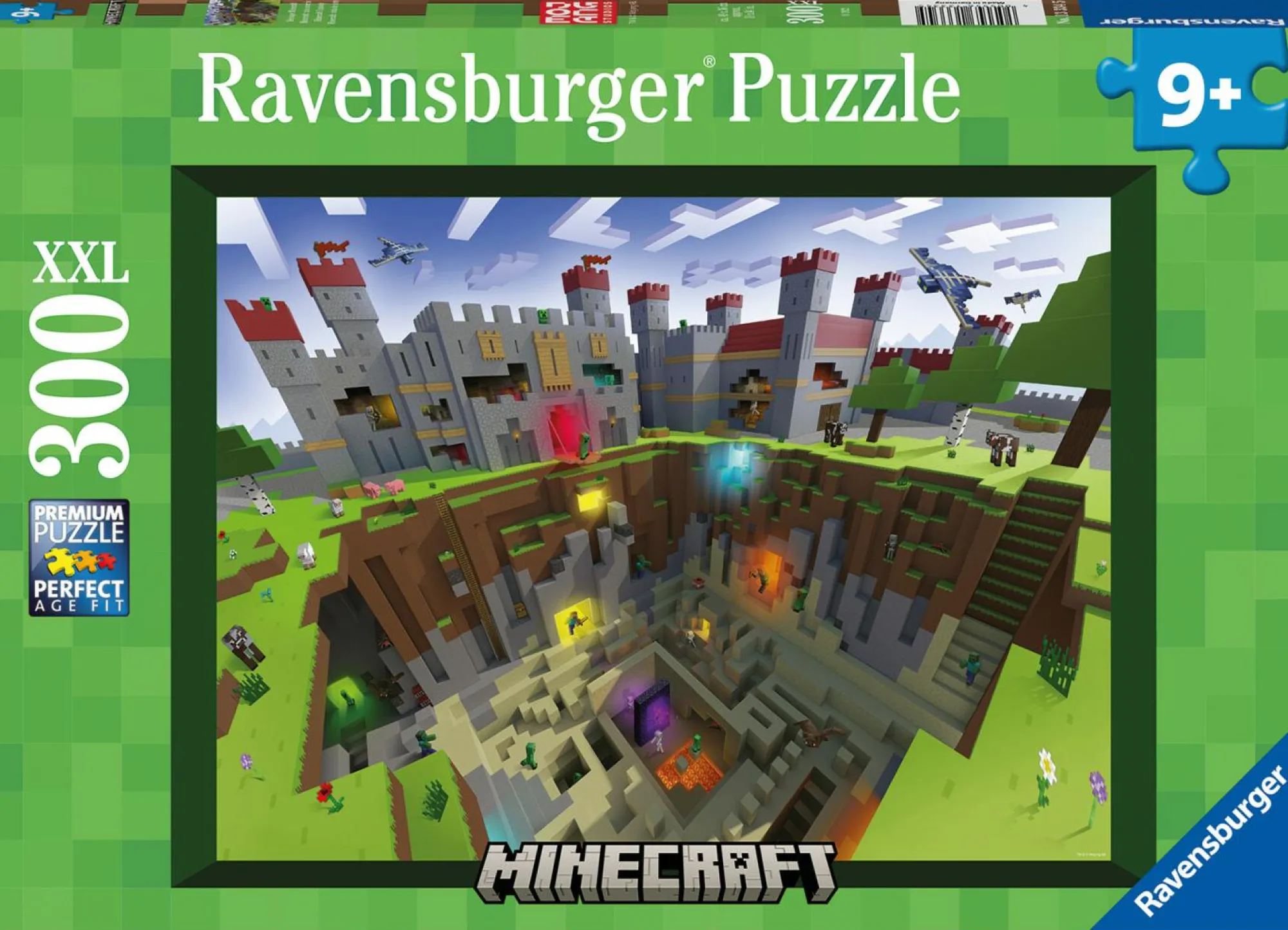 RAVENSBURGER – puzzle minecraft, 300 pezzi xxl, età raccomandata 9+ anni> Puzzle Per Bambini