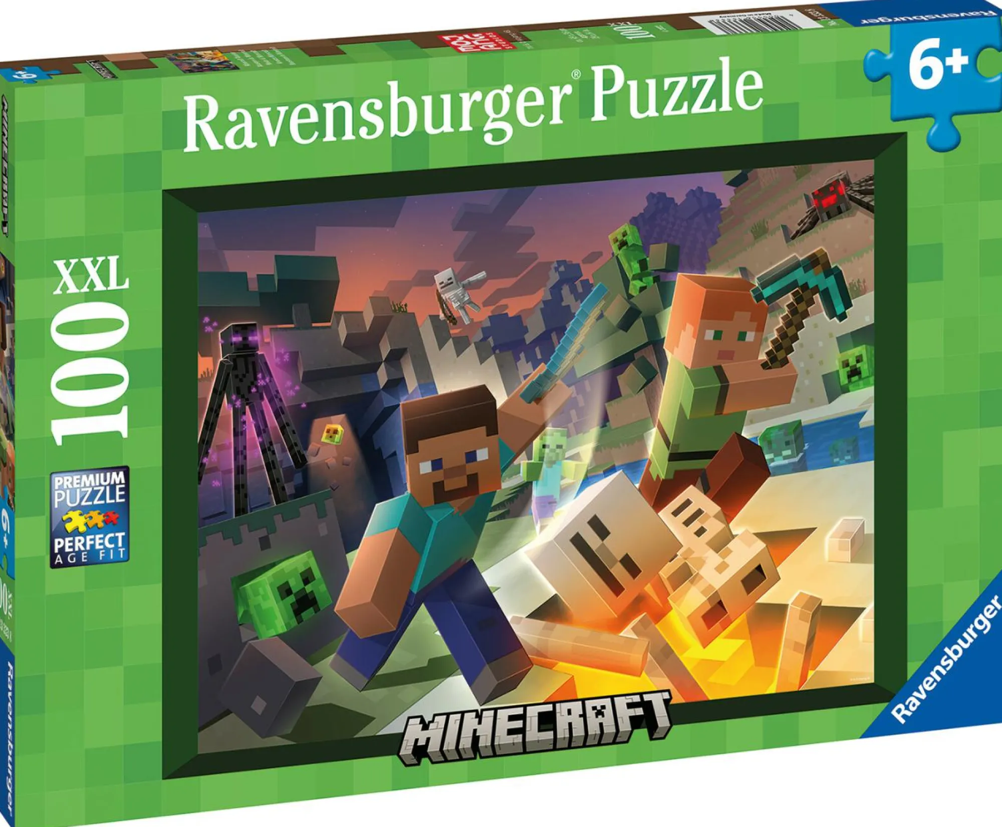 MINECRAFT Ravensburger – puzzle , 100 pezzi xxl, età raccomandata 6+ anni> Puzzle Per Bambini