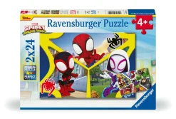 RAVENSBURGER – puzzle spidey, collezione 2x24, 2 puzzle da 24 pezzi, età raccomandata 4+ anni><noscript><img width=