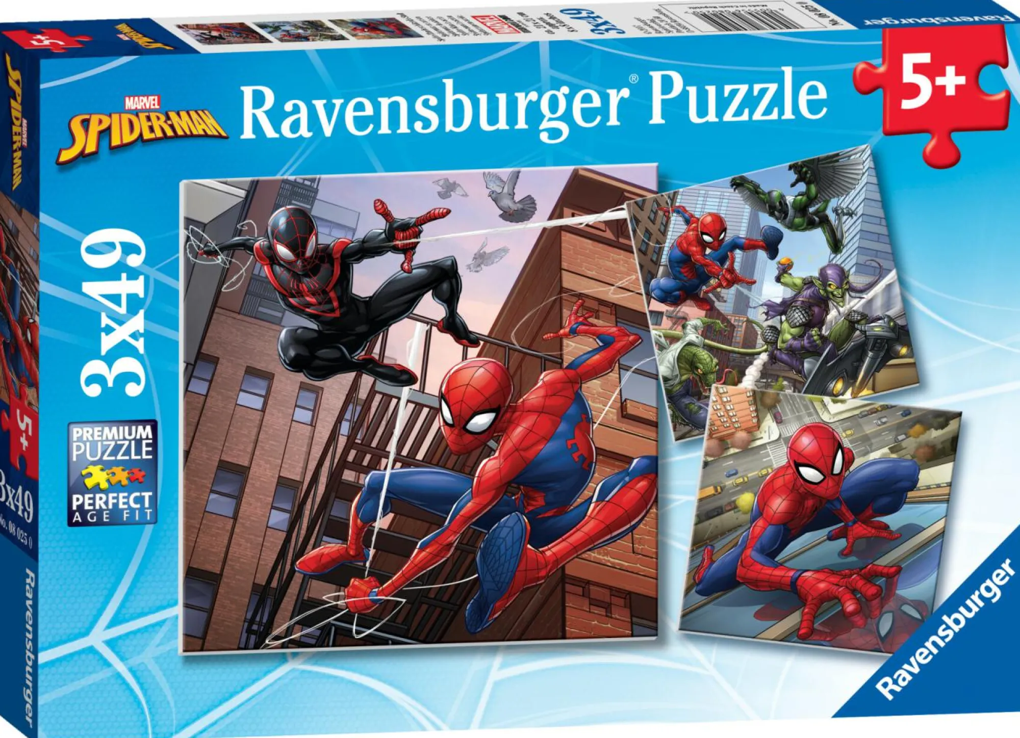 RAVENSBURGER – puzzle spiderman, collezione 3x49, 3 puzzle da 49 pezzi, età raccomandata 5+ anni> Puzzle Per Bambini