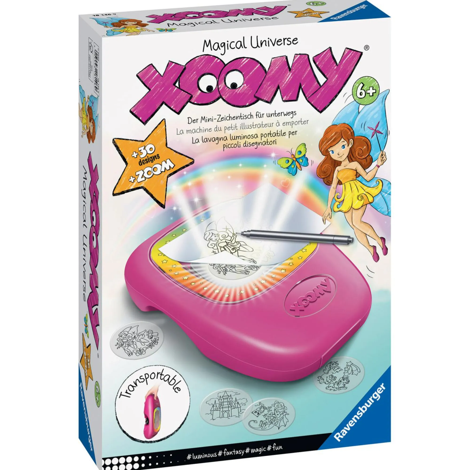 RAVENSBURGER – xoomi midi cute animals, tavolo da disegno portatile con proiettore luminoso, 30 motivi illustrati, compatile con xoomi maxi e midi, gioco creativo per bambini e bambine, 6+ anni> Kit Artistici E Pittura