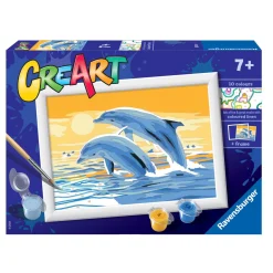 RAVENSBURGER creart per bambini, kit per dipingere con i numeri, 7+, serie e, delfini amici> Kit Artistici E Pittura