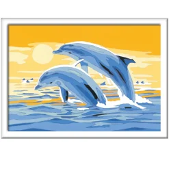 RAVENSBURGER creart per bambini, kit per dipingere con i numeri, 7+, serie e, delfini amici> Kit Artistici E Pittura
