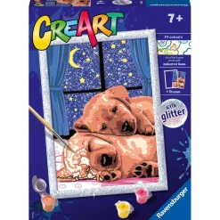RAVENSBURGER creart per bambini, kit per dipingere con i numeri, 7+, serie d, coppia di cagnolini> Kit Artistici E Pittura