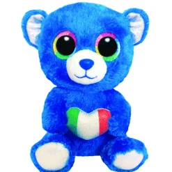 TY Romeo l’orsacchiotto blue con il cuore a bandiera italiana e con occhi arcobaleno glitter  – 15 cm – t36099> Peluche Tradizionali