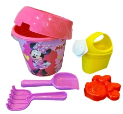 Minnie Secchiello cm 18 con innaffiatoio, setaccio, paletta, rastrello e formina> Giocattoli Mare